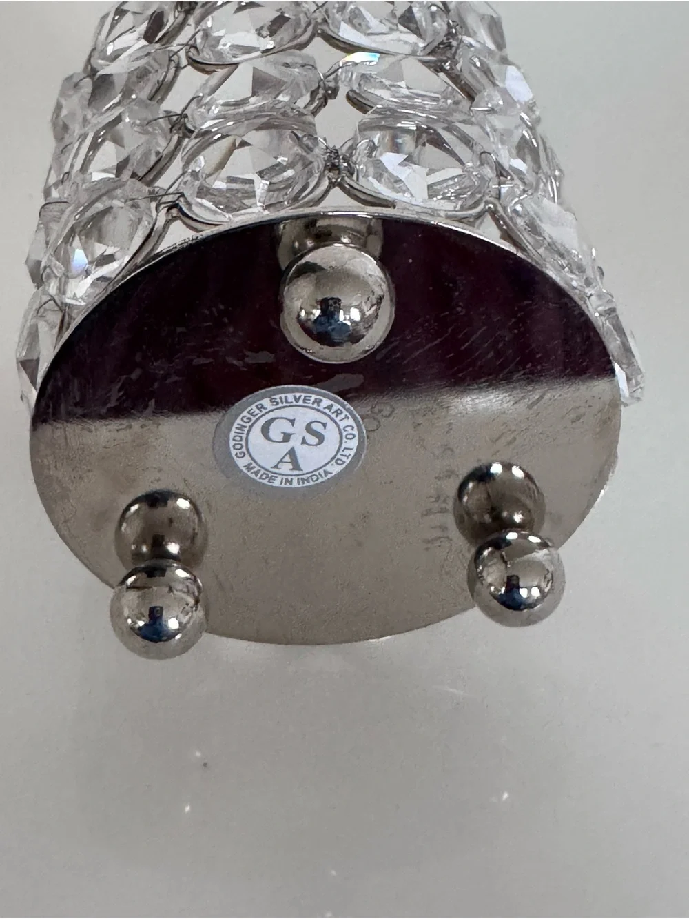 Goodinger Silver Art Silver Plat Crystal Jeweled Votive Candle Holder Glam Decor